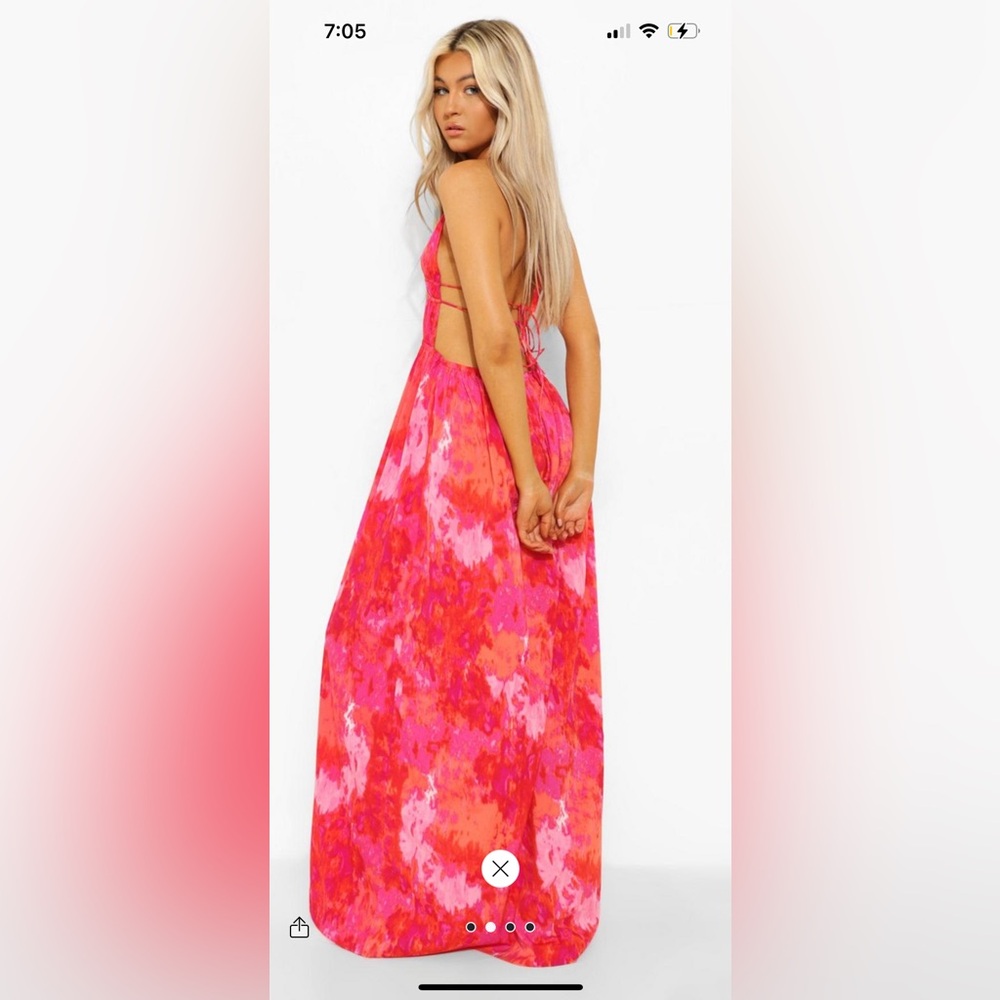 Tie Dye Plunge Front Maxi Dress